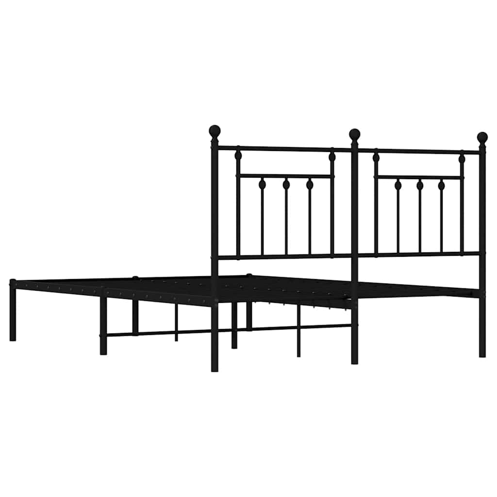 Sengeramme i metall med sengegavl svart 150x200 cm
