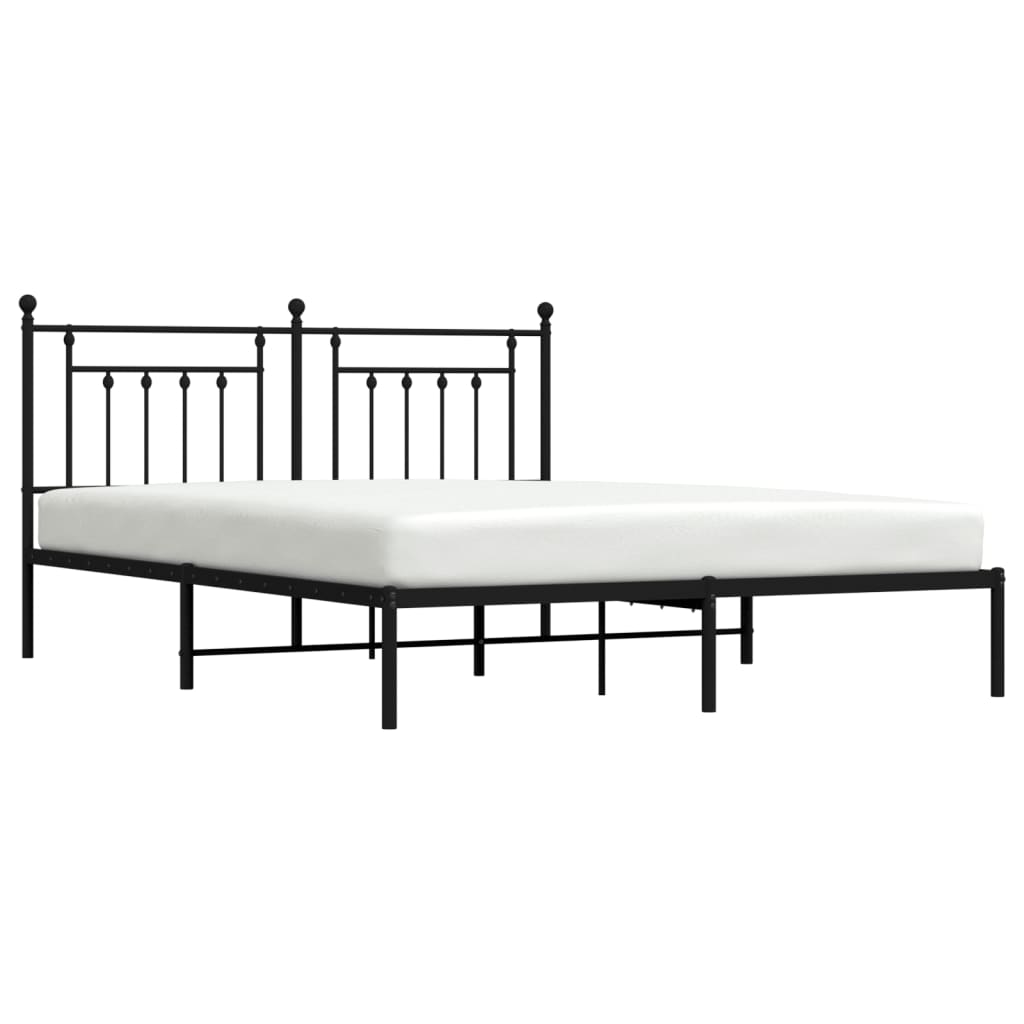 Sengeramme i metall med sengegavl svart 180x200 cm