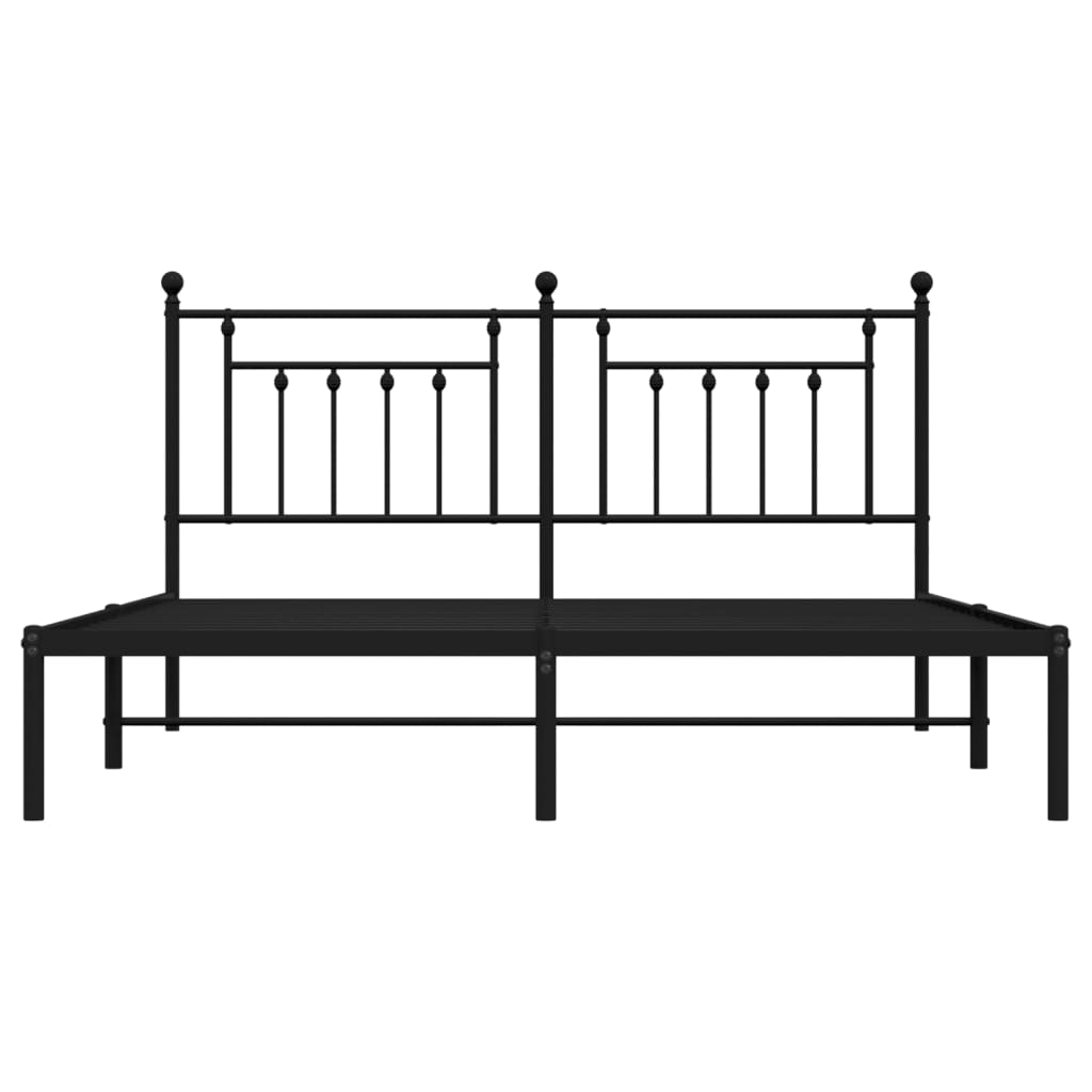 Sengeramme i metall med sengegavl svart 180x200 cm