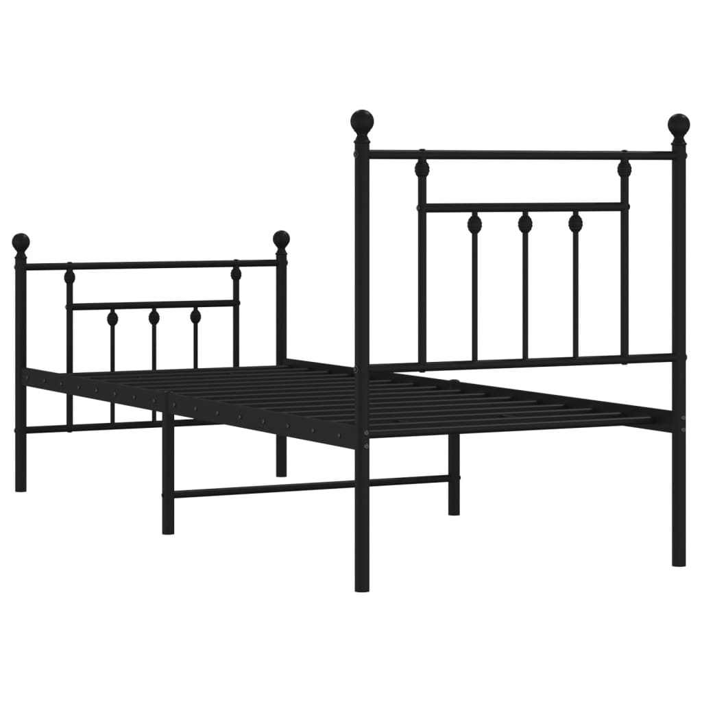 Sengeramme i metall med hode- og fotgavl svart 75x190 cm vidaXL