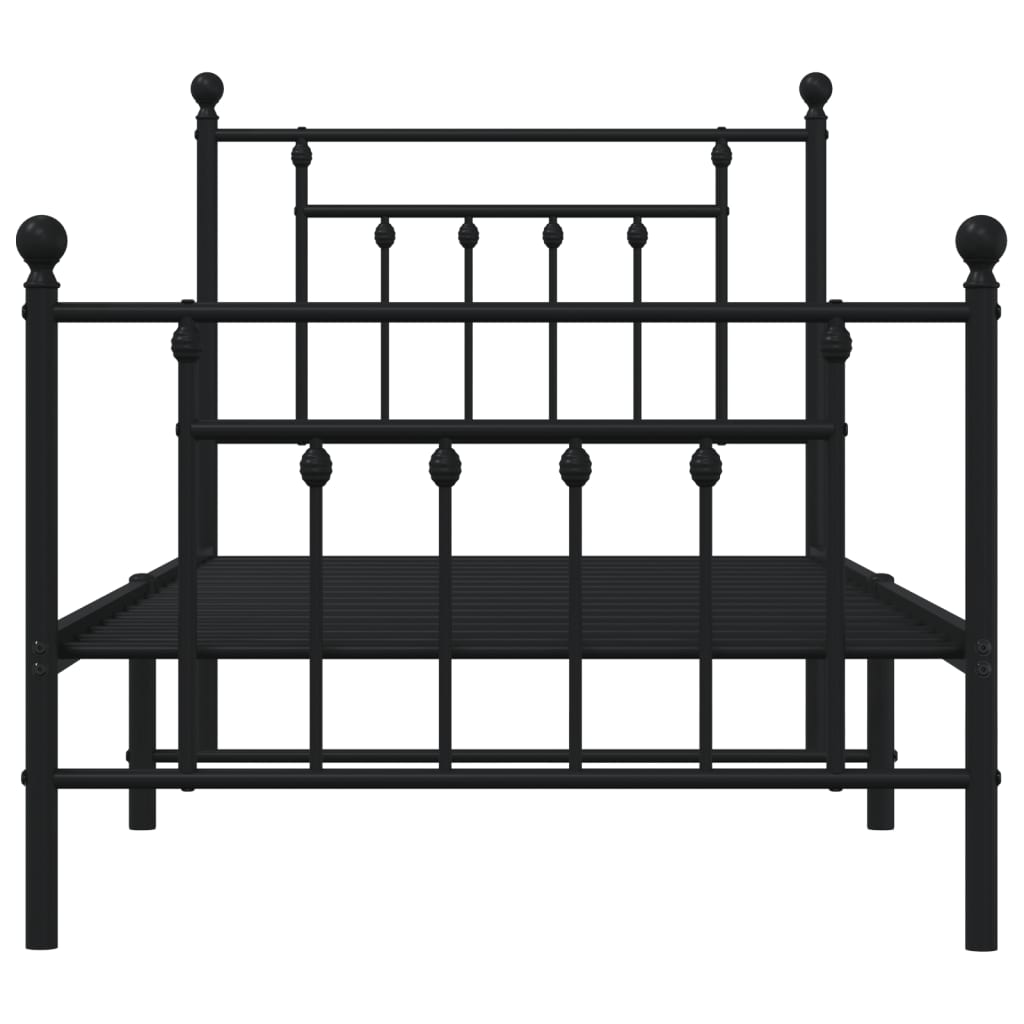 Sengeramme i metall med hode- og fotgavl svart 90x190 cm