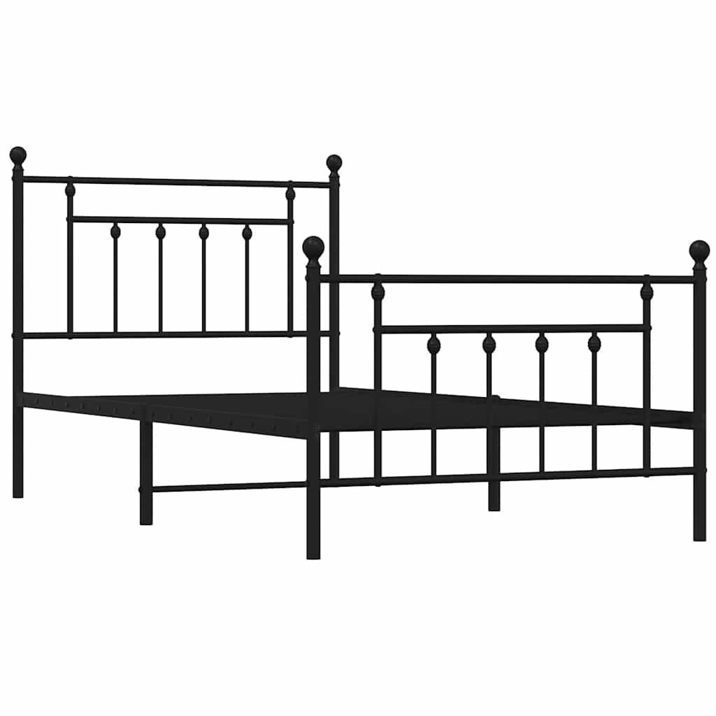 Sengeramme i metall med hode- og fotgavl svart 100x190 cm
