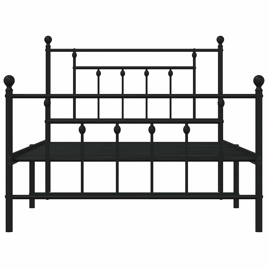 Sengeramme i metall med hode- og fotgavl svart 100x200 cm