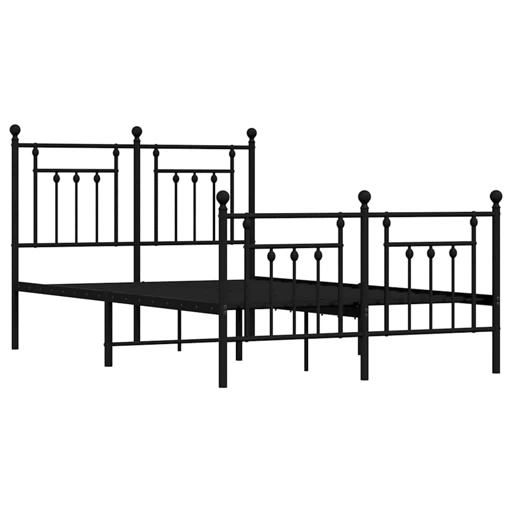 Sengeramme i metall med hode- og fotgavl svart 135x190 cm