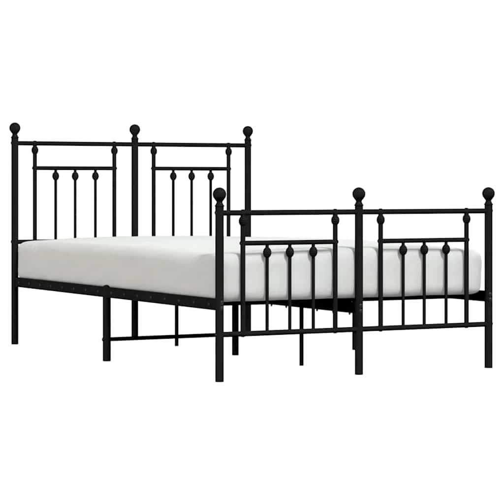 Sengeramme i metall med hode- og fotgavl svart 135x190 cm