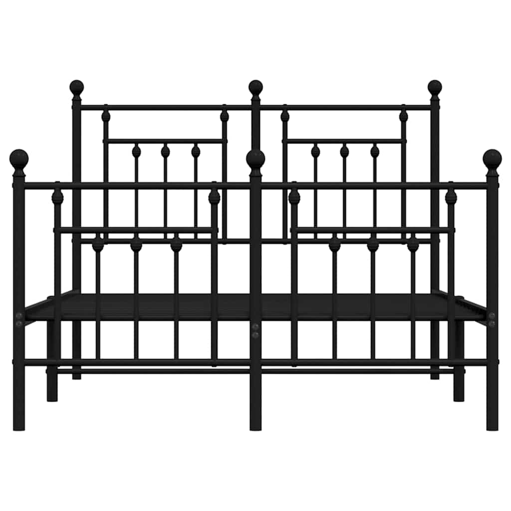 Sengeramme i metall med hode- og fotgavl svart 135x190 cm