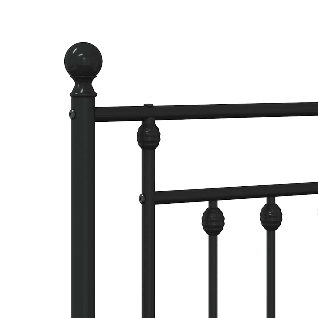 Sengeramme i metall med hode- og fotgavl svart 135x190 cm