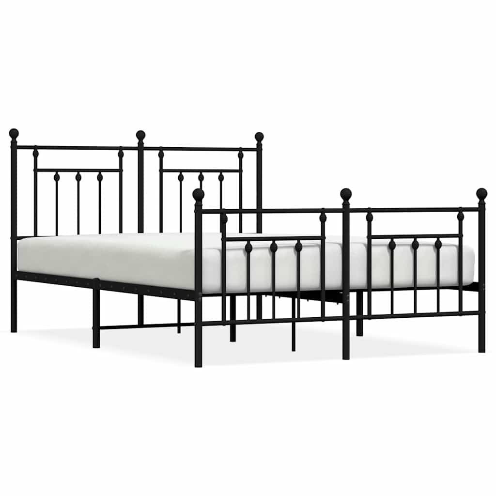 Sengeramme i metall med hode- og fotgavl svart 150x200 cm