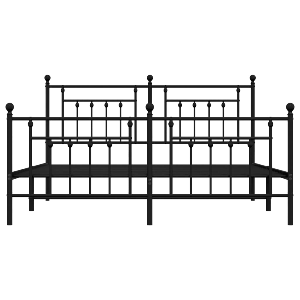 Sengeramme i metall uten madrass med fotgavl svart 180x200 cm