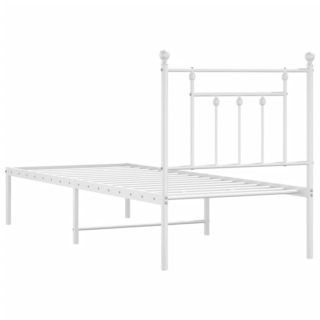 Sengeramme i metall uten madrass med hodegavl hvit 75x190 cm