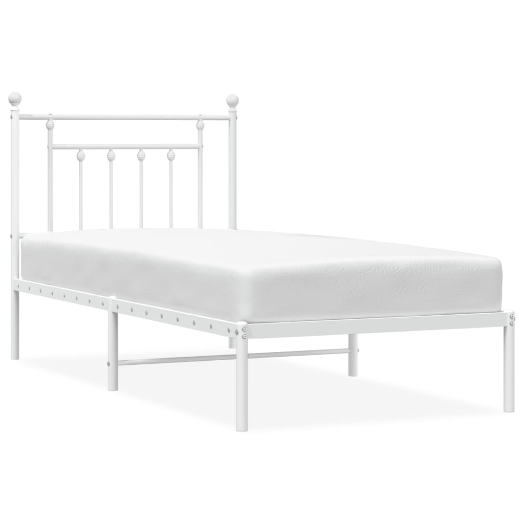 Sengeramme i metall med hodegavl hvit 90x190 cm