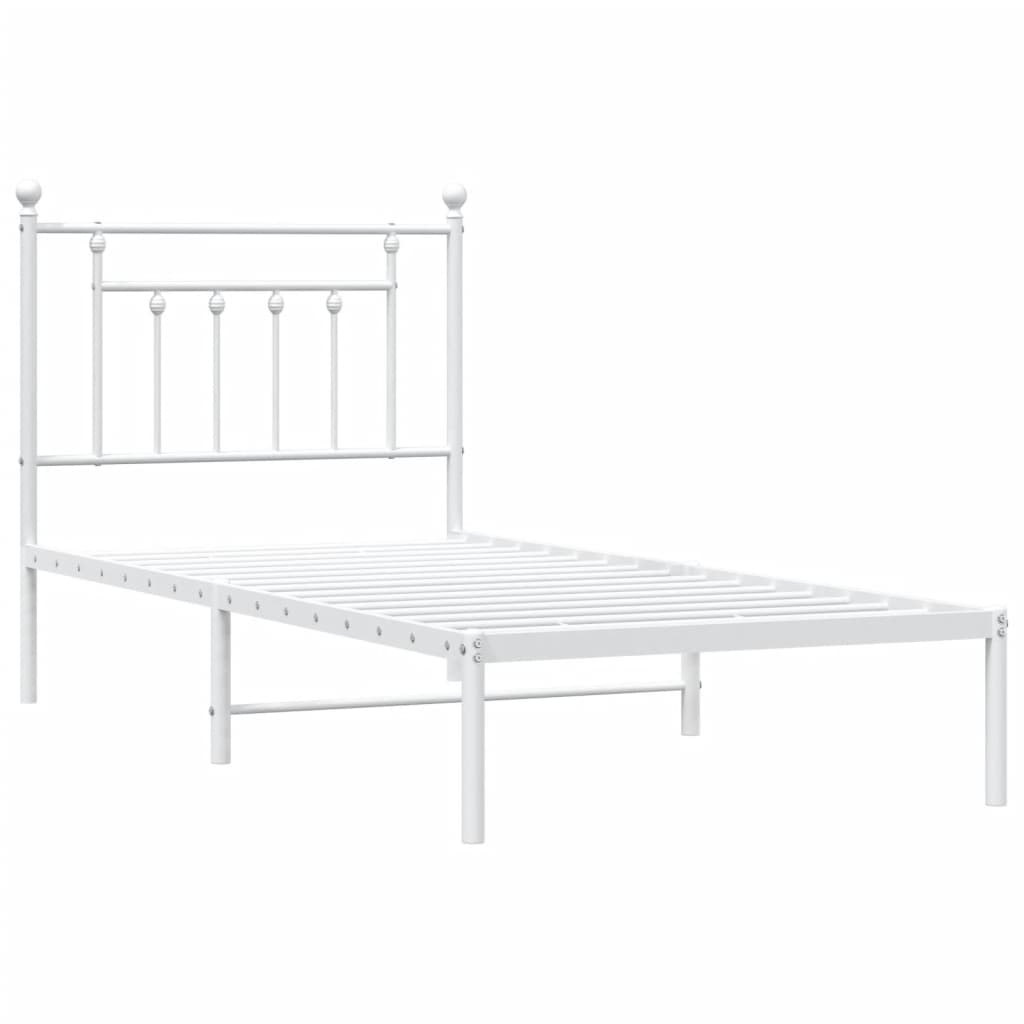 Sengeramme i metall med hodegavl hvit 90x190 cm