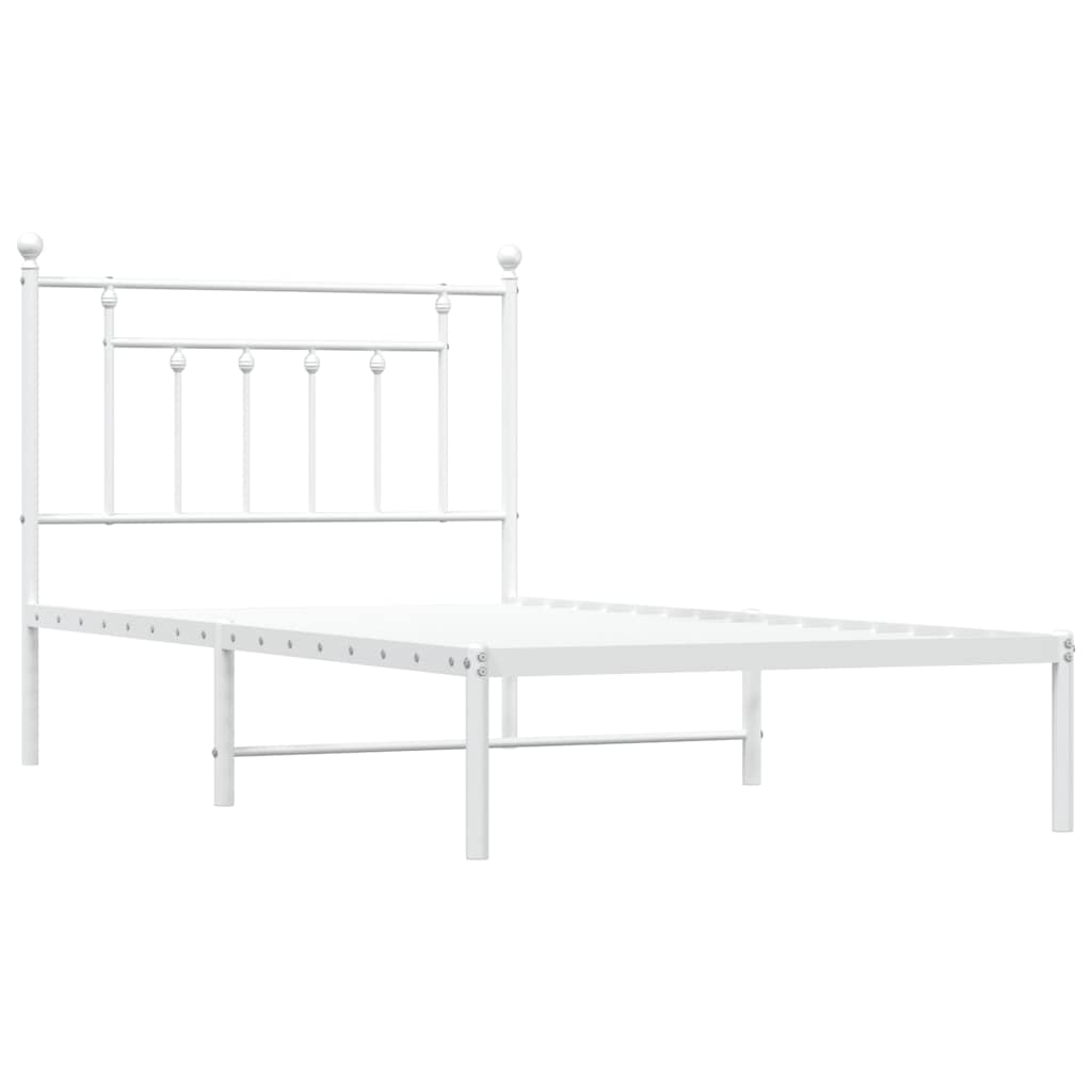 Sengeramme i metall med hodegavl hvit 100x190 cm