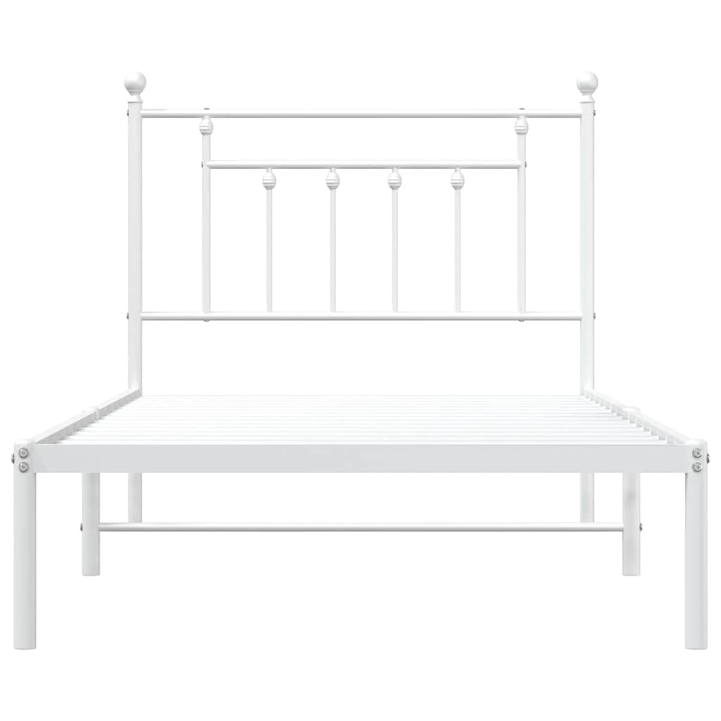 Sengeramme i metall med hodegavl hvit 100x190 cm