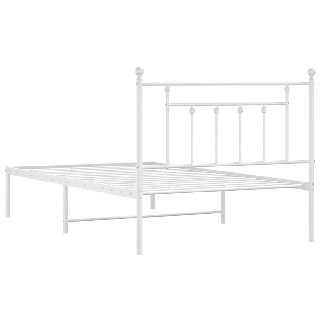 Sengeramme i metall med hodegavl hvit 100x200 cm