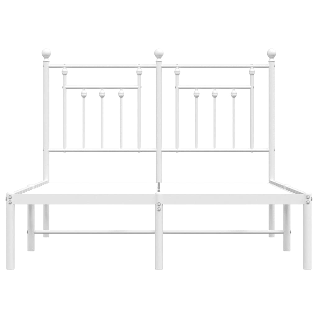 Sengeramme i metall med hodegavl hvit 135x190 cm