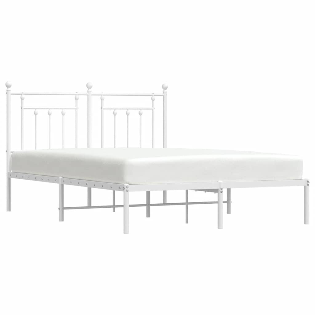 Sengeramme i metall med sengegavl hvit 150x200 cm
