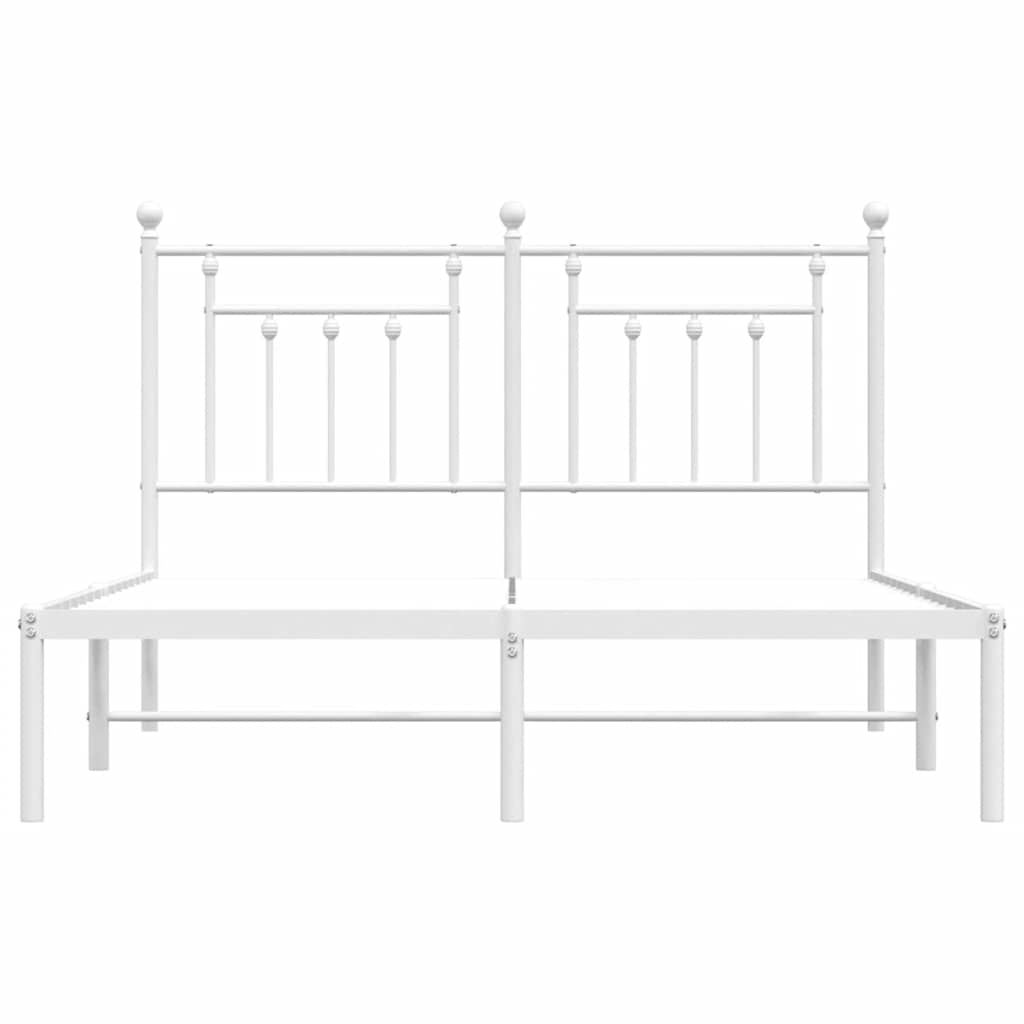 Sengeramme i metall med sengegavl hvit 150x200 cm