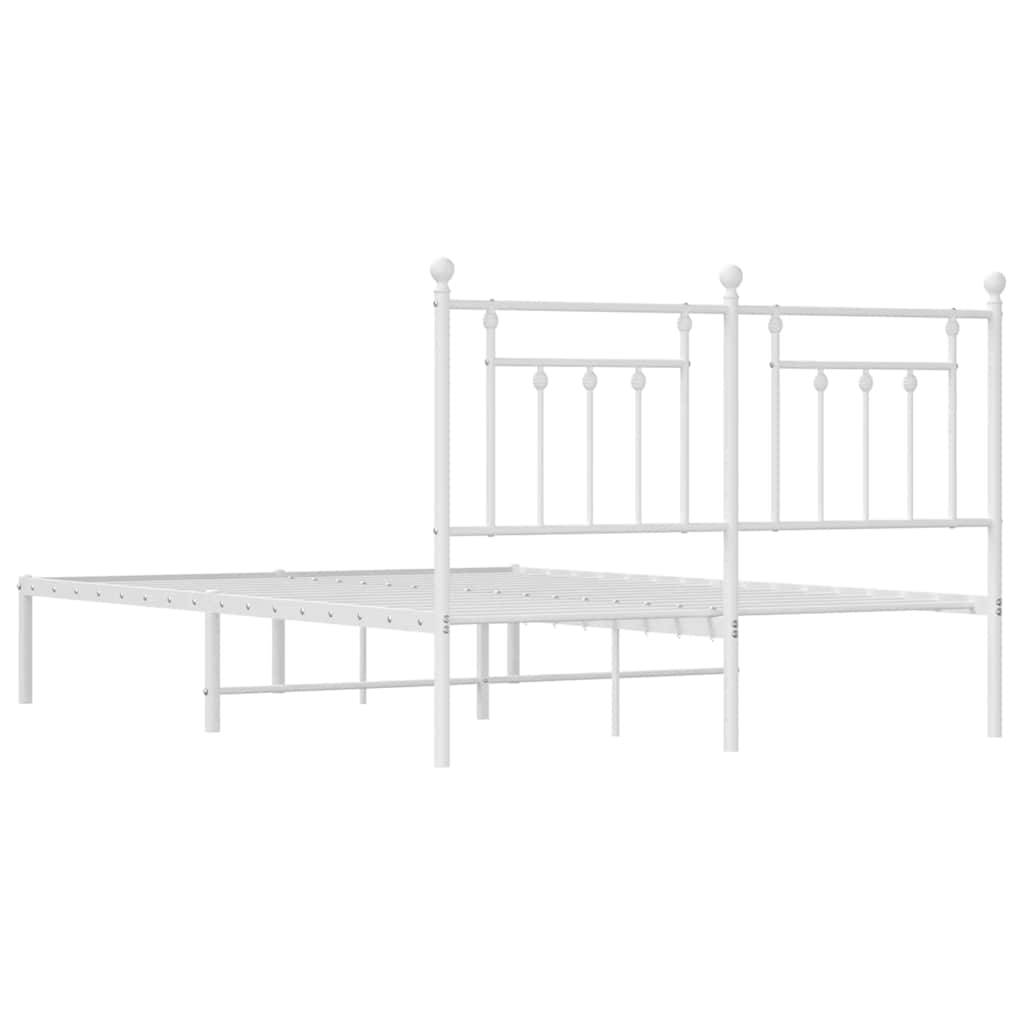 Sengeramme i metall med sengegavl hvit 150x200 cm