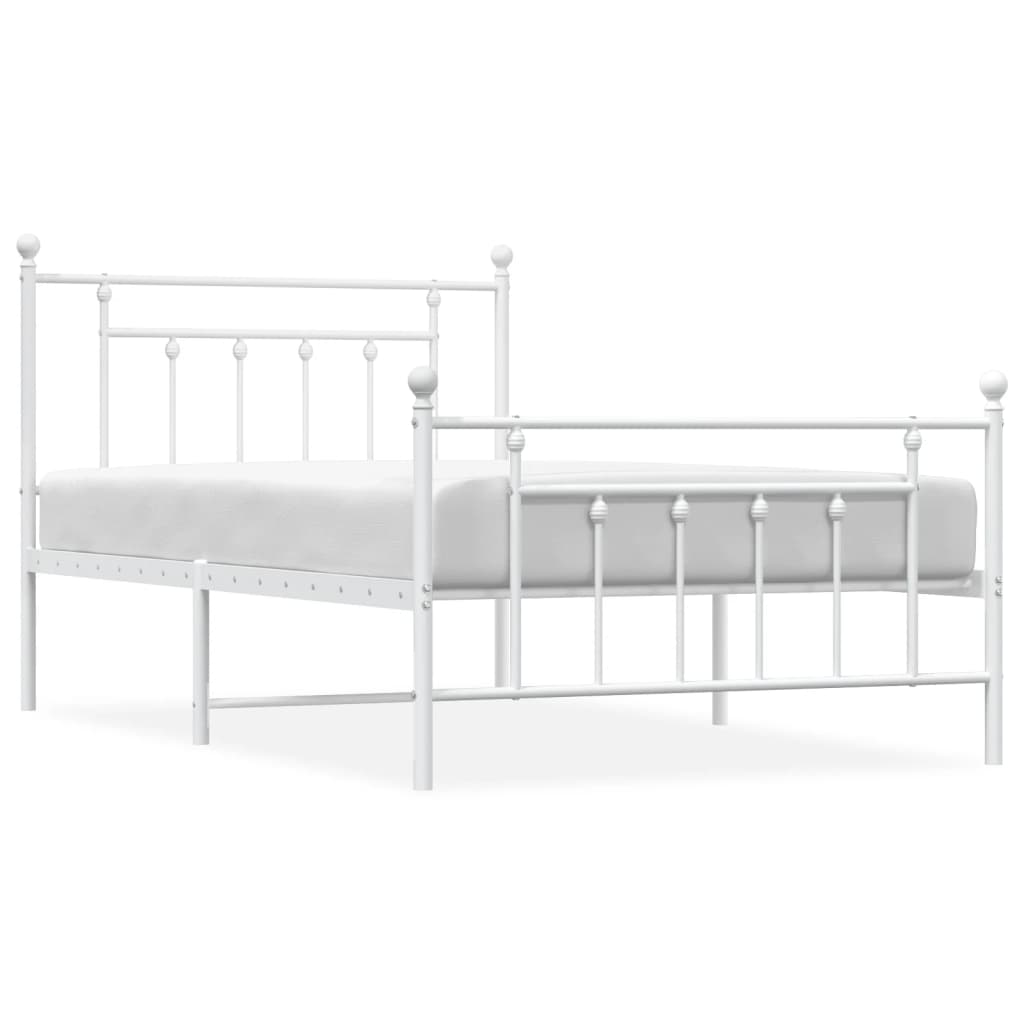 Sengeramme i metall med hode- og fotgavl hvit 100x200 cm