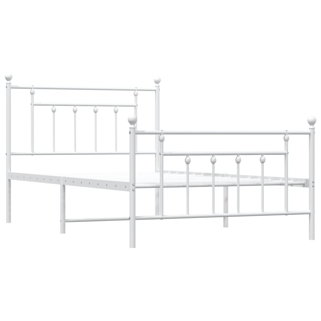 Sengeramme i metall med hode- og fotgavl hvit 100x200 cm