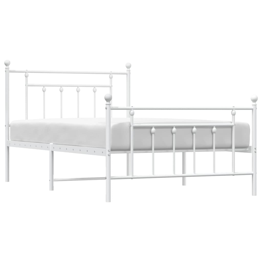 Sengeramme i metall med hode- og fotgavl hvit 100x200 cm