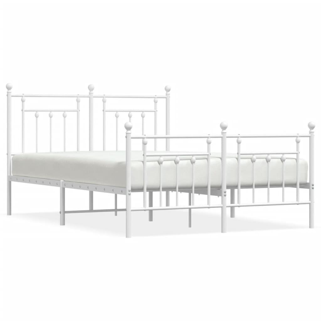 Sengeramme i metall med hode- og fotgavl hvit 140x190 cm