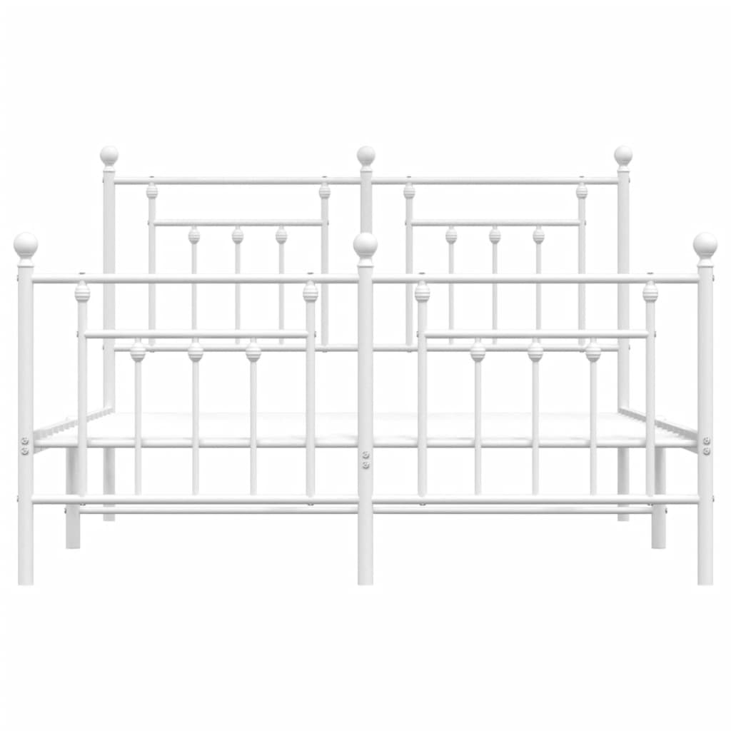 Sengeramme i metall med hode- og fotgavl hvit 140x190 cm