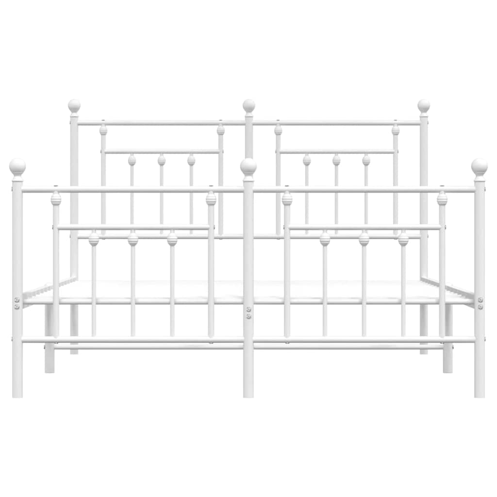 Sengeramme i metall med hode- og fotgavl hvit 150x200 cm