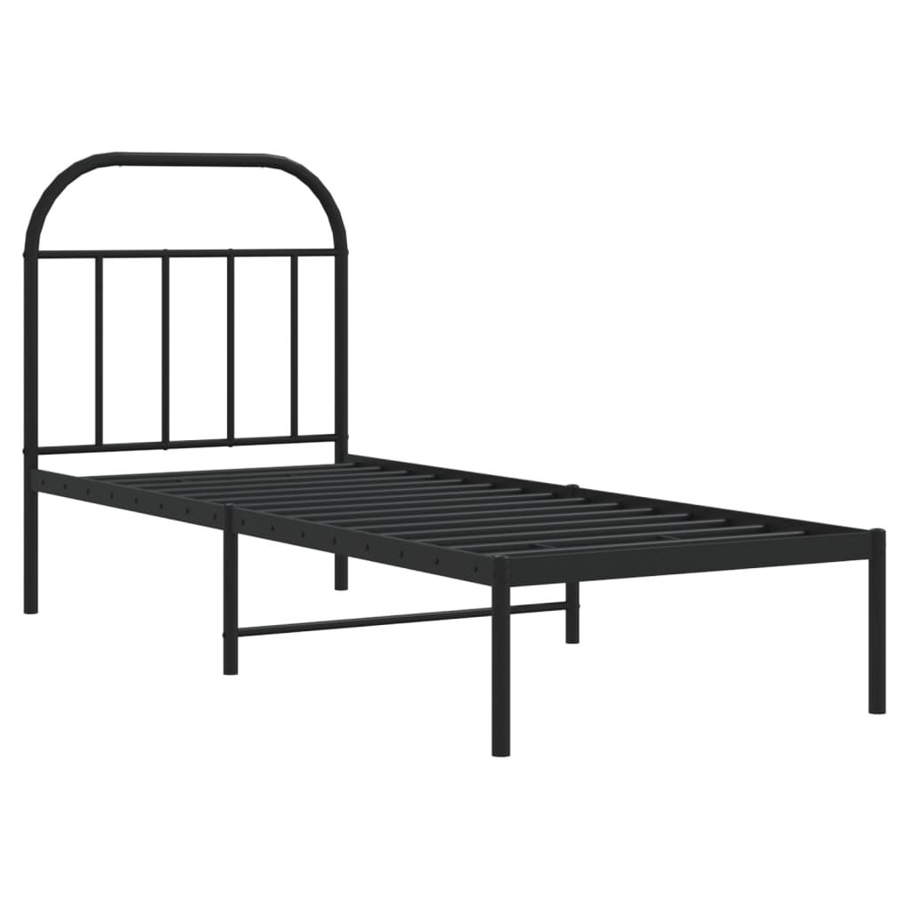 Sengeramme i metall med hodegavl svart 75x190 cm