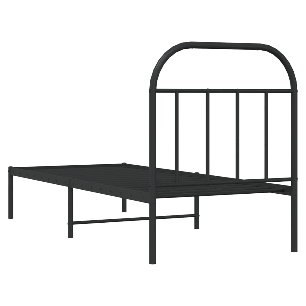 Sengeramme i metall med hodegavl svart 75x190 cm