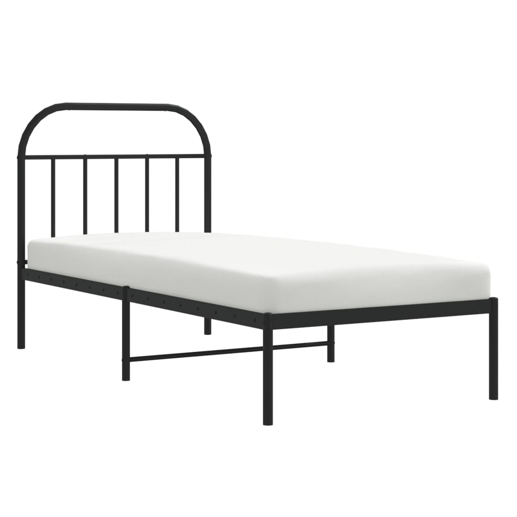Sengeramme i metall med hodegavl svart 80x200 cm