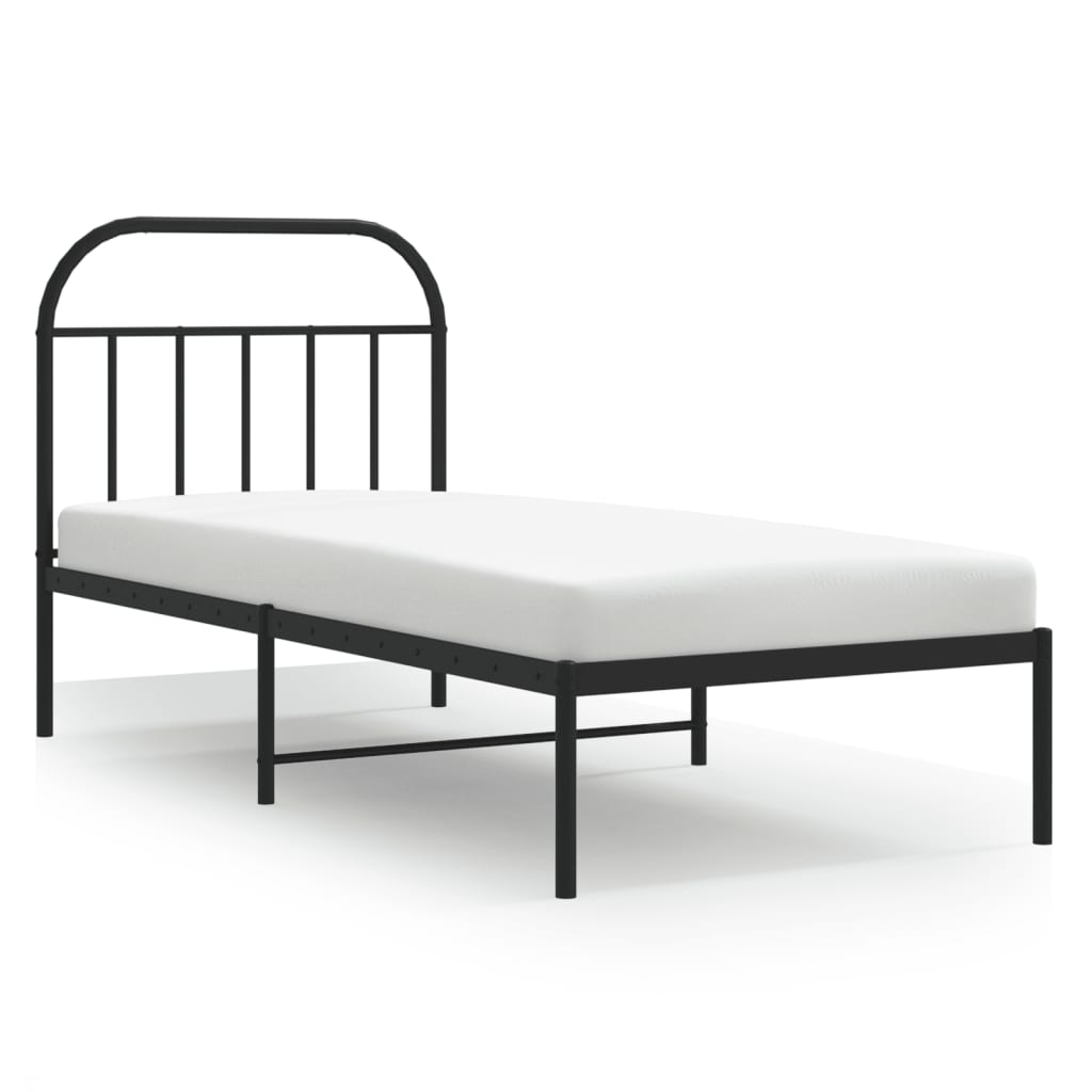 Sengeramme i metall med hodegavl svart 90x190 cm