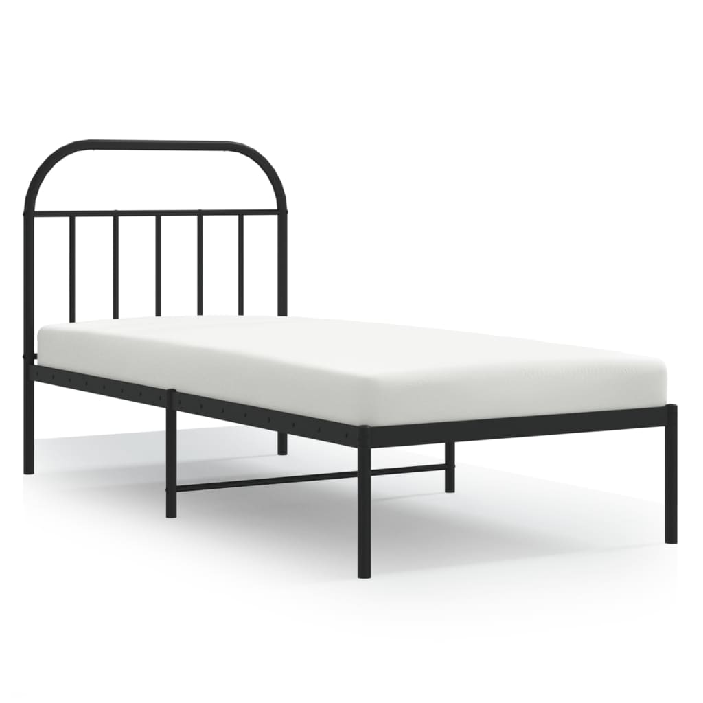 Sengeramme i metall med hodegavl svart 90x200 cm