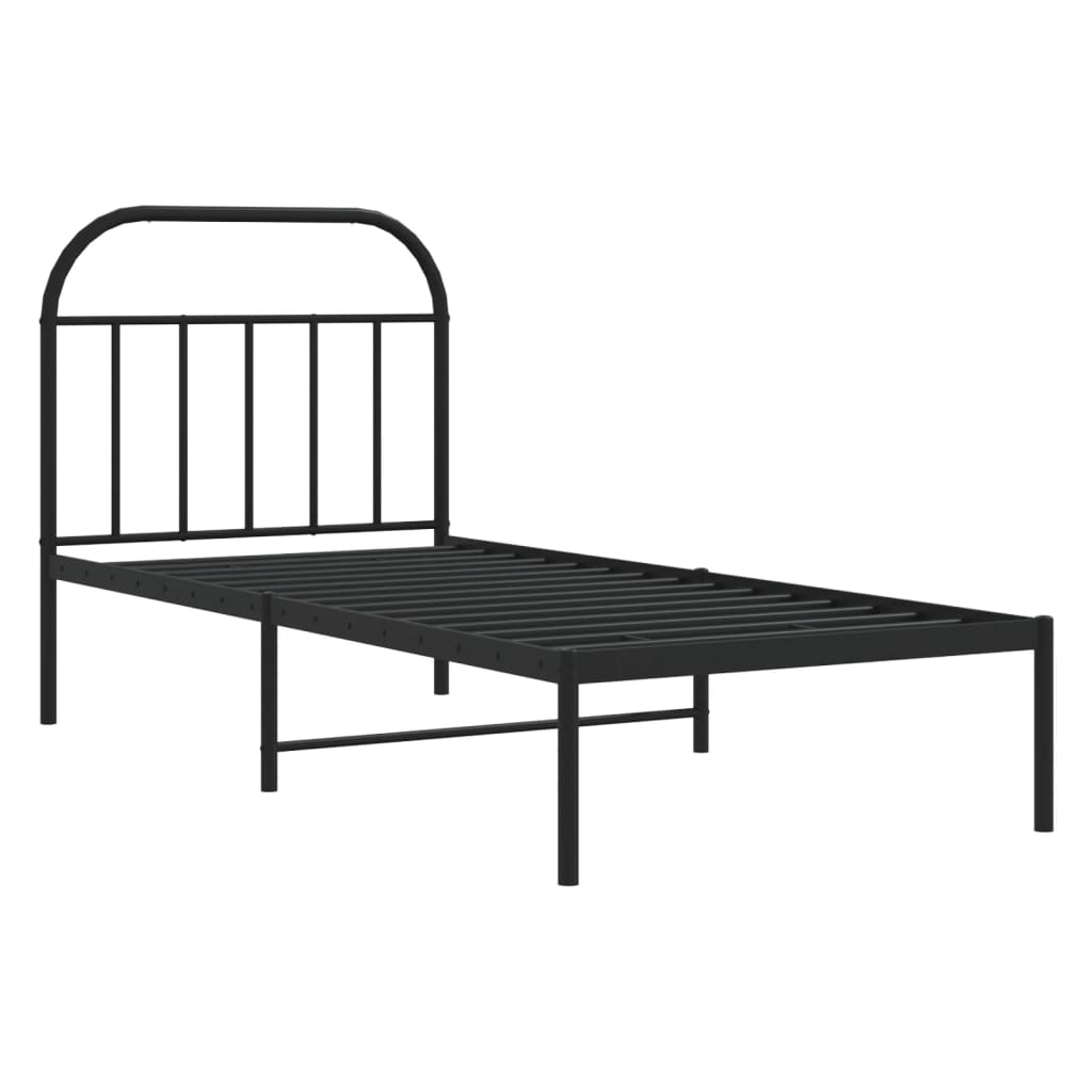 Sengeramme i metall med hodegavl svart 90x200 cm