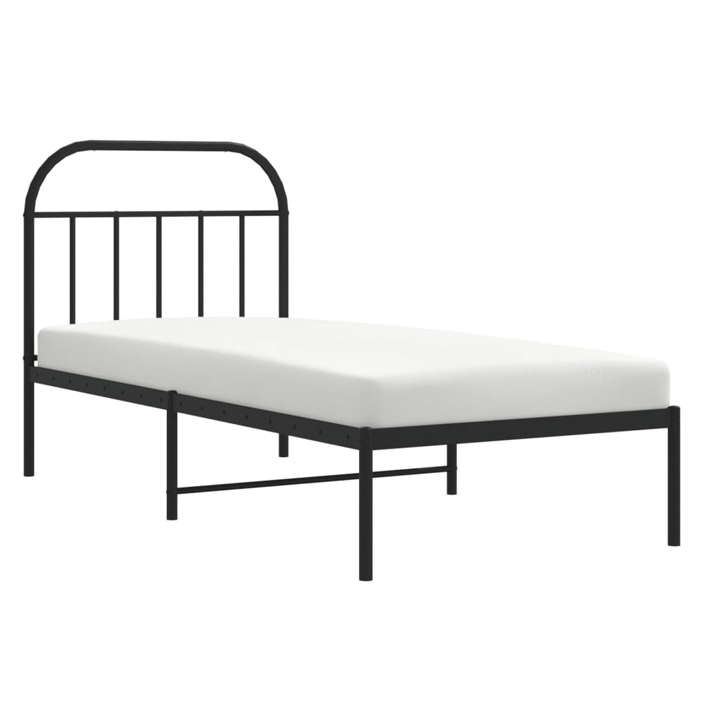 Sengeramme i metall med hodegavl svart 90x200 cm