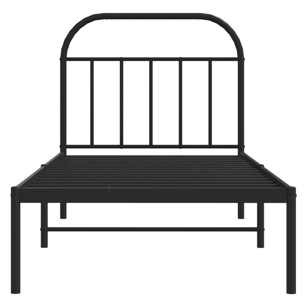 Sengeramme i metall med hodegavl svart 90x200 cm