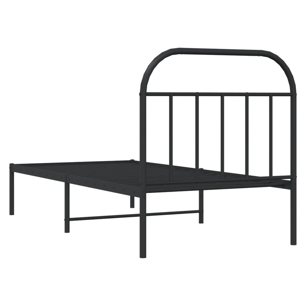Sengeramme i metall med hodegavl svart 90x200 cm