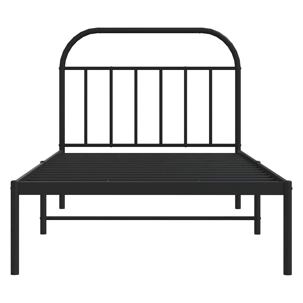 Sengeramme i metall med hodegavl svart 100x190 cm