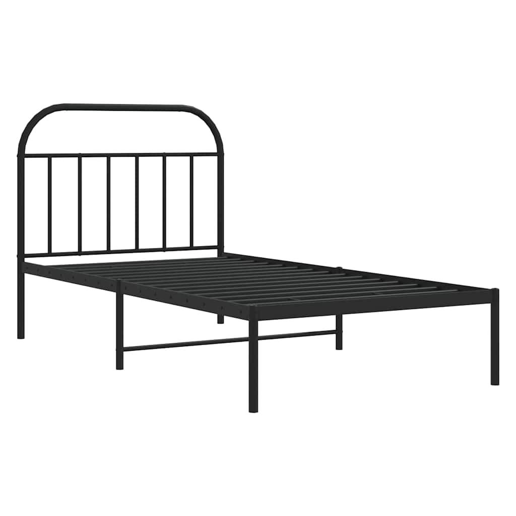 Sengeramme i metall med hodegavl svart 100x200 cm