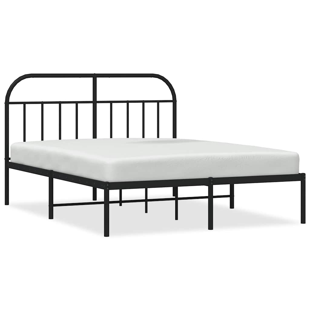 Sengeramme i metall med hodegavl svart 135x190 cm