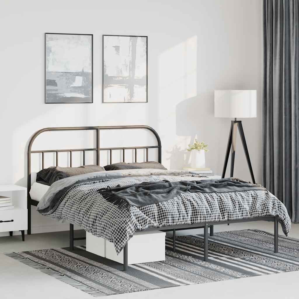 Sengeramme i metall med hodegavl svart 135x190 cm