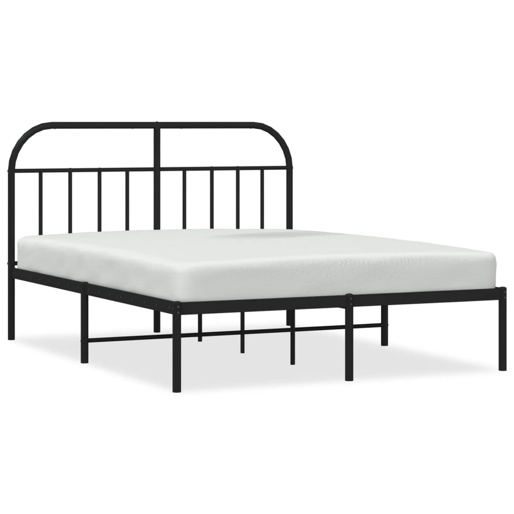 Sengeramme i metall med hodegavl svart 140x190 cm