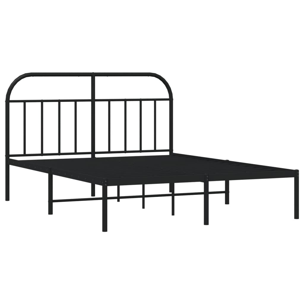 Sengeramme i metall med hodegavl svart 140x190 cm