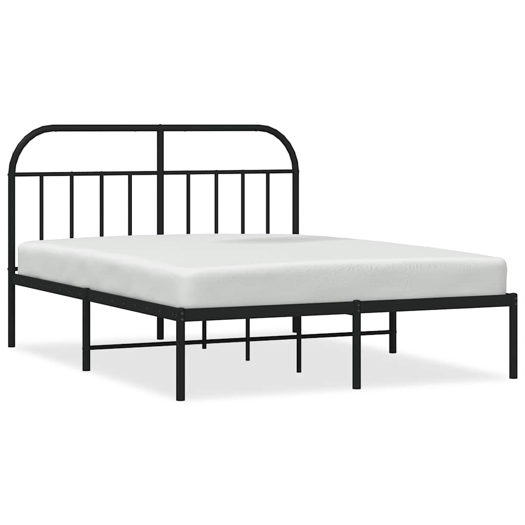 Sengeramme i metall med sengegavl svart 150x200 cm