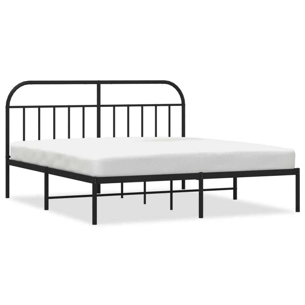 Sengeramme i metall med sengegavl svart 180x200 cm
