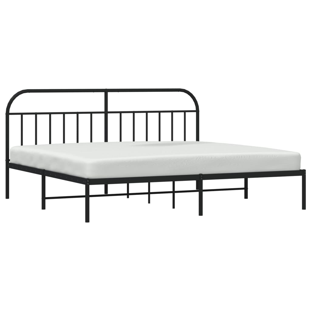 Sengeramme i metall med sengegavl svart 200x200 cm