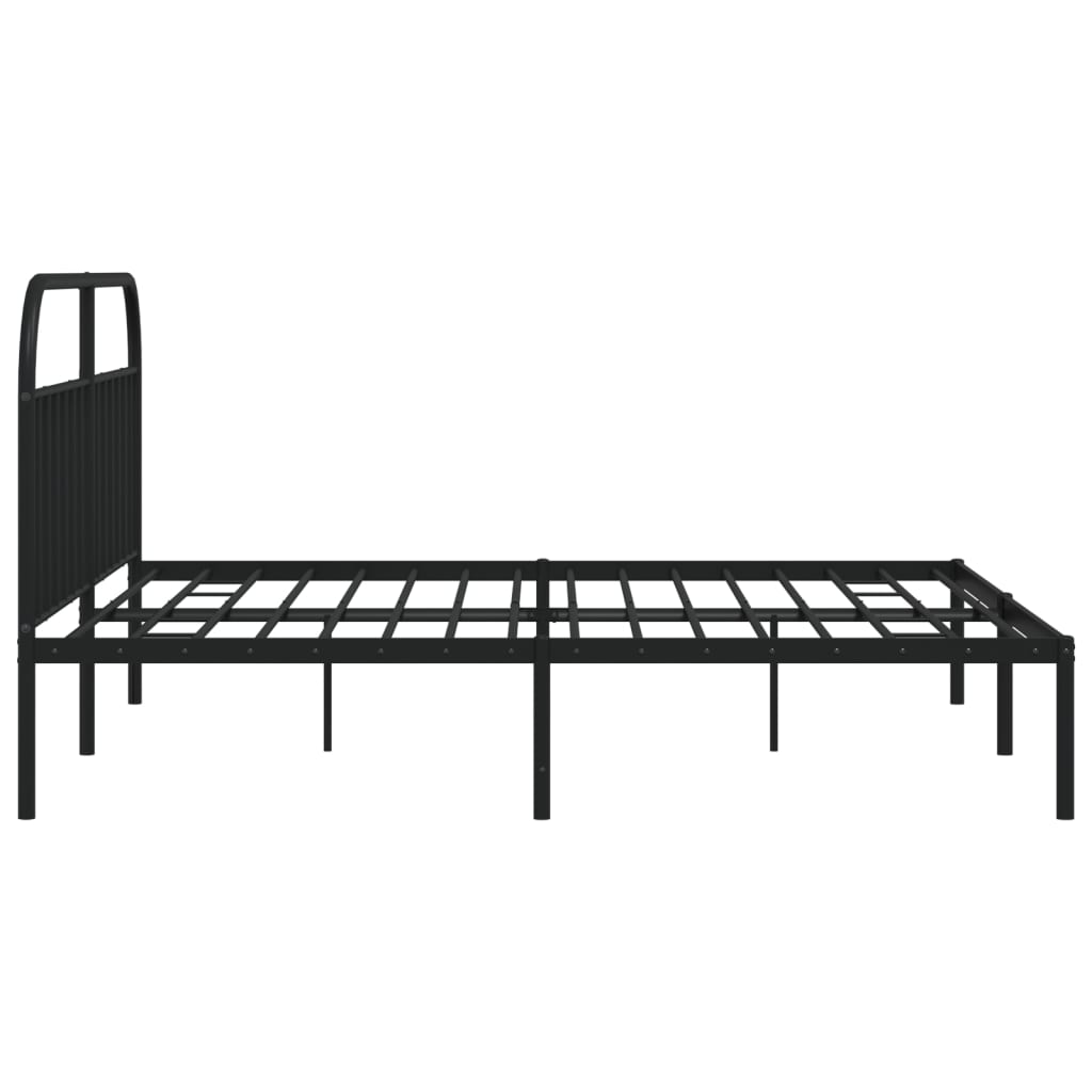 Sengeramme i metall med sengegavl svart 200x200 cm