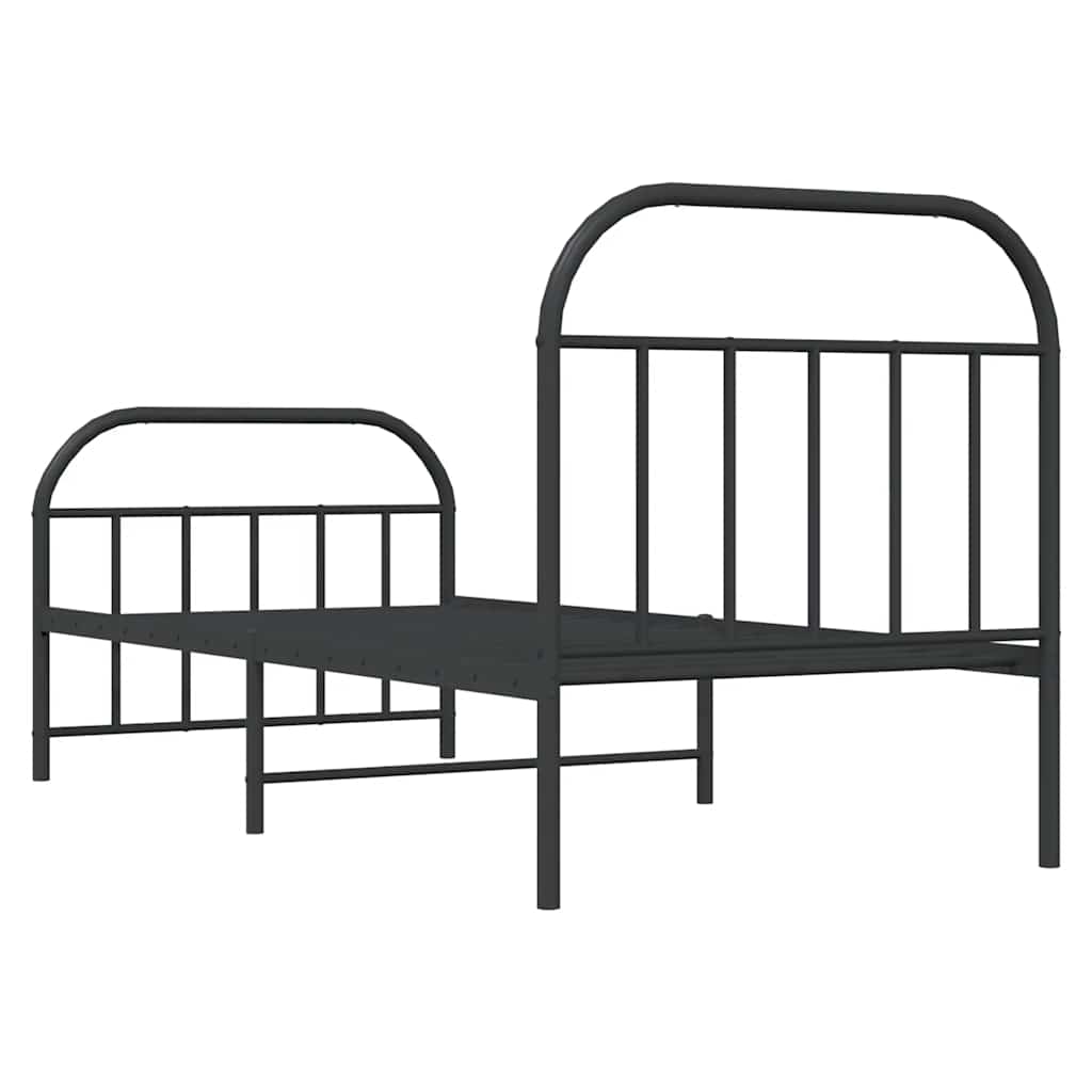 Sengeramme i metall med hode- og fotgavl svart 90x190 cm
