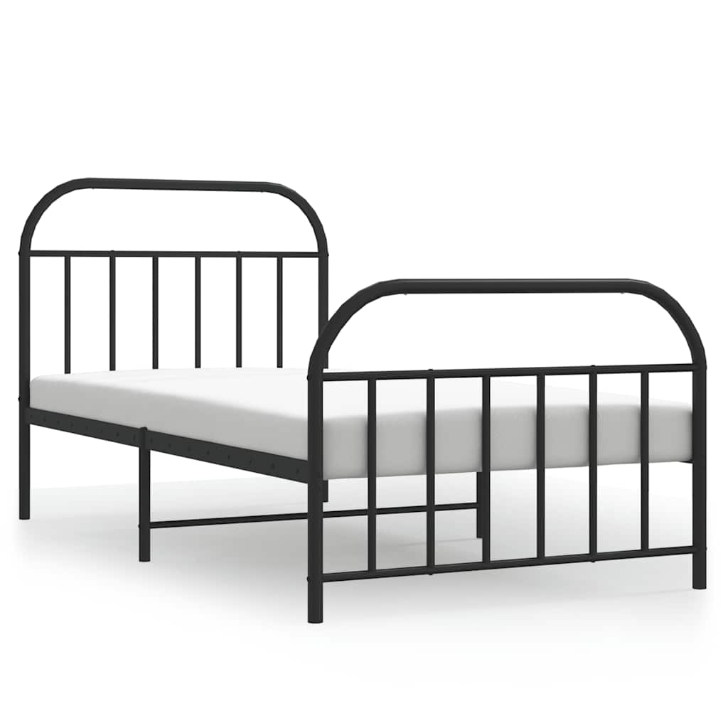 Sengeramme i metall med hode- og fotgavl svart 100x200 cm vidaXL